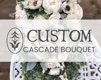 Custom Cascading Sola Flower Bouquet - Cascade Wedding Bouquet - Sola Flower - Bridal Bouquet - Faux Greenery - Blush - Dusty Rose - Navy