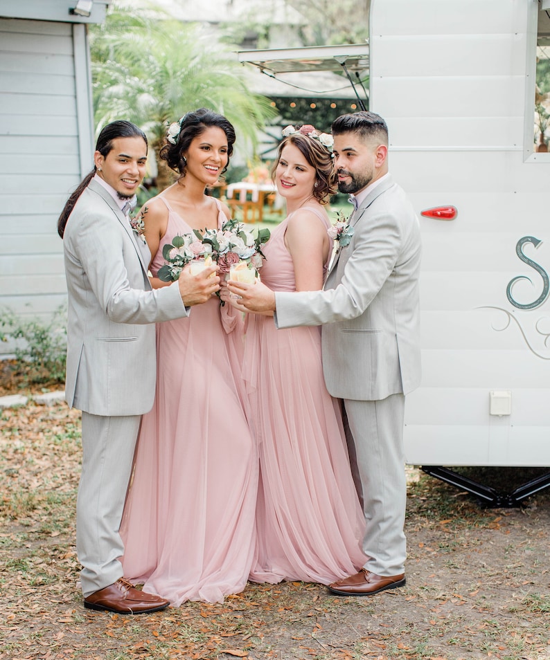 Dusty Rose and Blush Pink Sola Wood Flower Bouquet Sola Flowers Wedding Bouquet Faux Flower Bouquet Silk Flower Alternative image 5