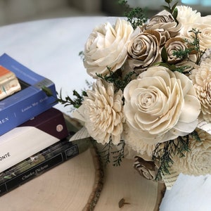Naturally Novel Bouquet - Book Page Bouquet - Collection - Wood Flowers - Sola Flowers -  Wedding Bouquet - Lasting Bouquet - Sola Wood