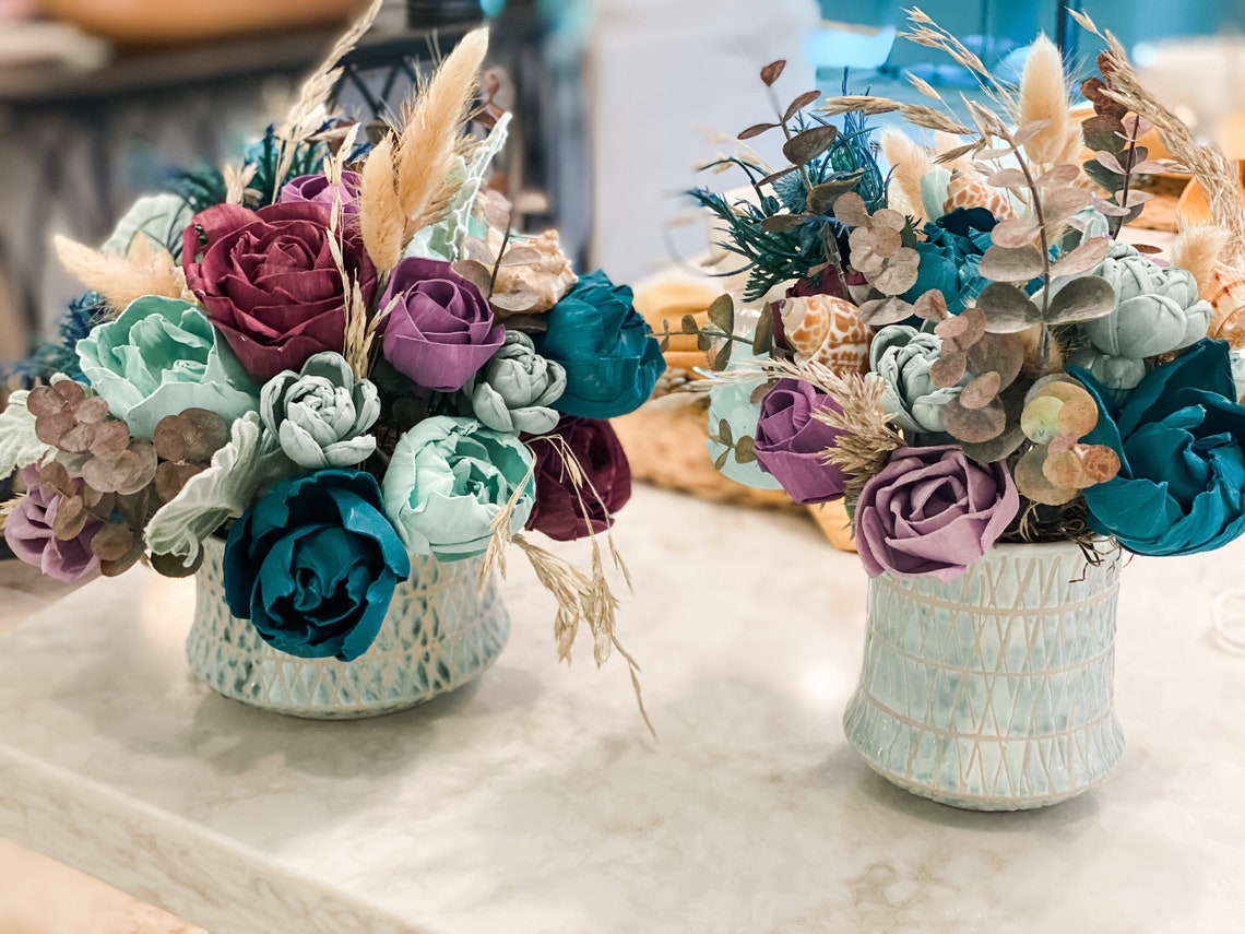 READY TO SHIP  Mermaid  Small Purple and Teal Sola Flower image 6