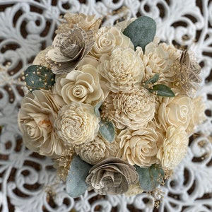 Book Page Flower Bouquet - Sola Flower Bouquet - Wedding Flowers - Bridesmaid Bouquet - Home Decor - Wooden Flowers - Wedding - CB1013