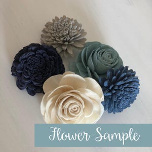 Spring Frost Sola Wood Flower Sample: Blue, Green & Grey