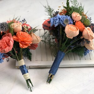 Peaches and Dream Bridesmaid Bouquet Allure Collection Wood Flowers Sola Flowers Wedding Bouquet Lasting Bouquet Sola Wood image 4