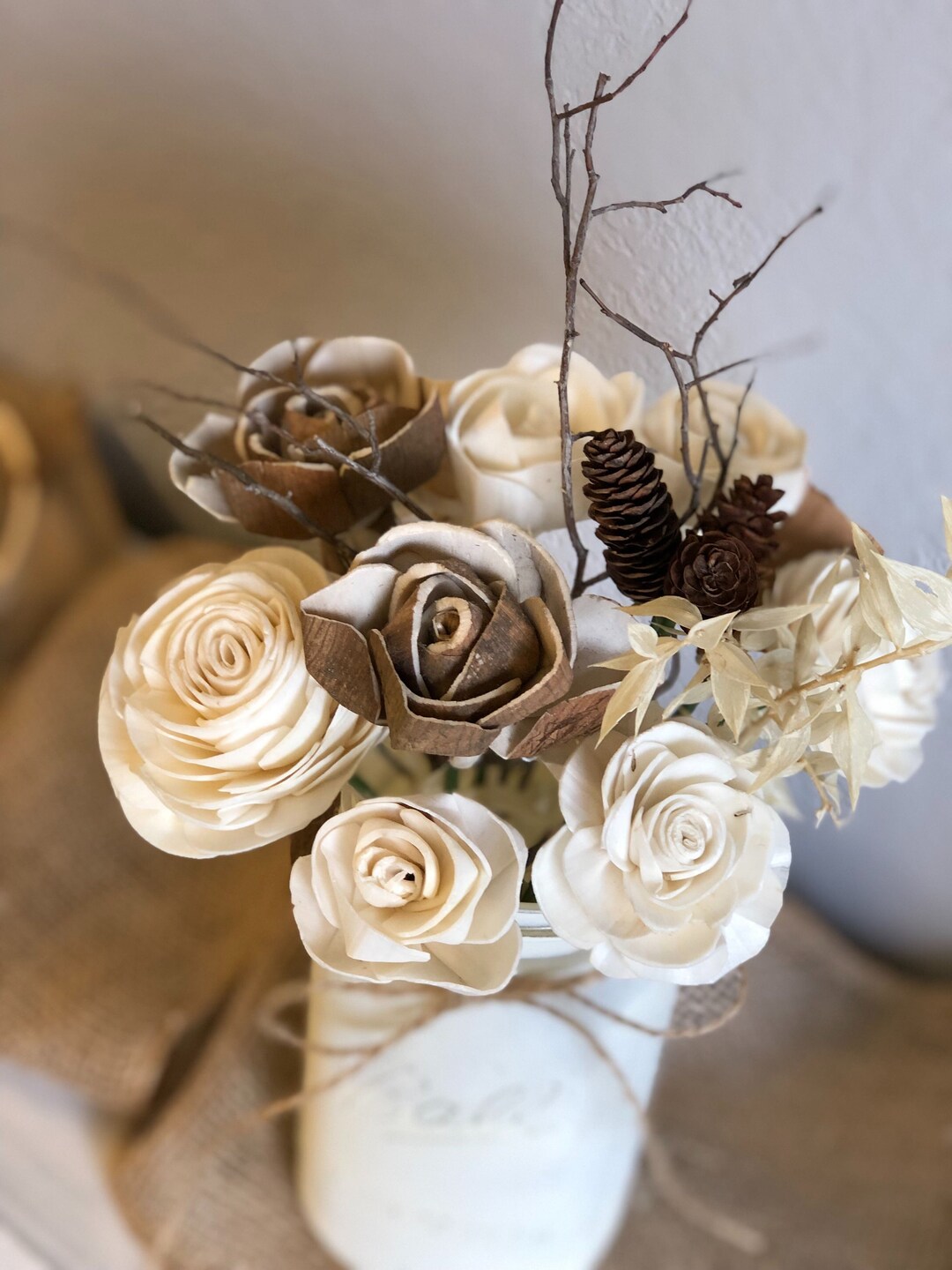 Winter Wooden Flower Arrangement Farmhouse Flourish Collection Rustic