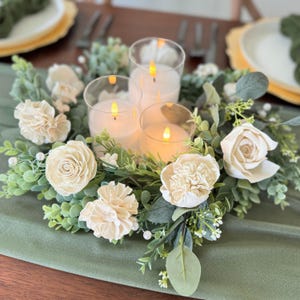 Custom Candle Ring Centerpiece Decor - Tablescape - Wedding Table Decor - Classic or Garden Decor - Sola Wood Flowers - CANDLES NOT INCLUDED