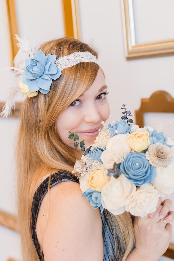 Vintage Headband - Wooden Flowers - Timeless Vintage Wedding  display picture 3