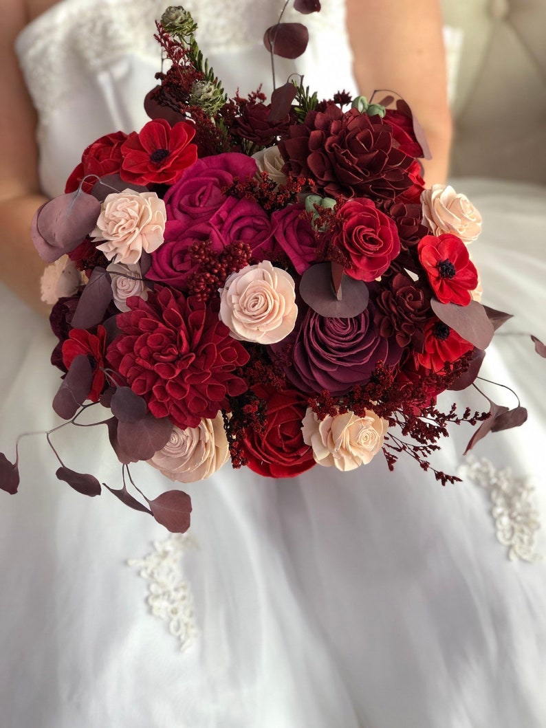 Roses and Rubies Bridal Bouquet Allure Collection Burgundy Etsy