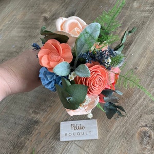 Peaches and Dream Bridesmaid Bouquet Allure Collection Wood Flowers Sola Flowers Wedding Bouquet Lasting Bouquet Sola Wood image 3