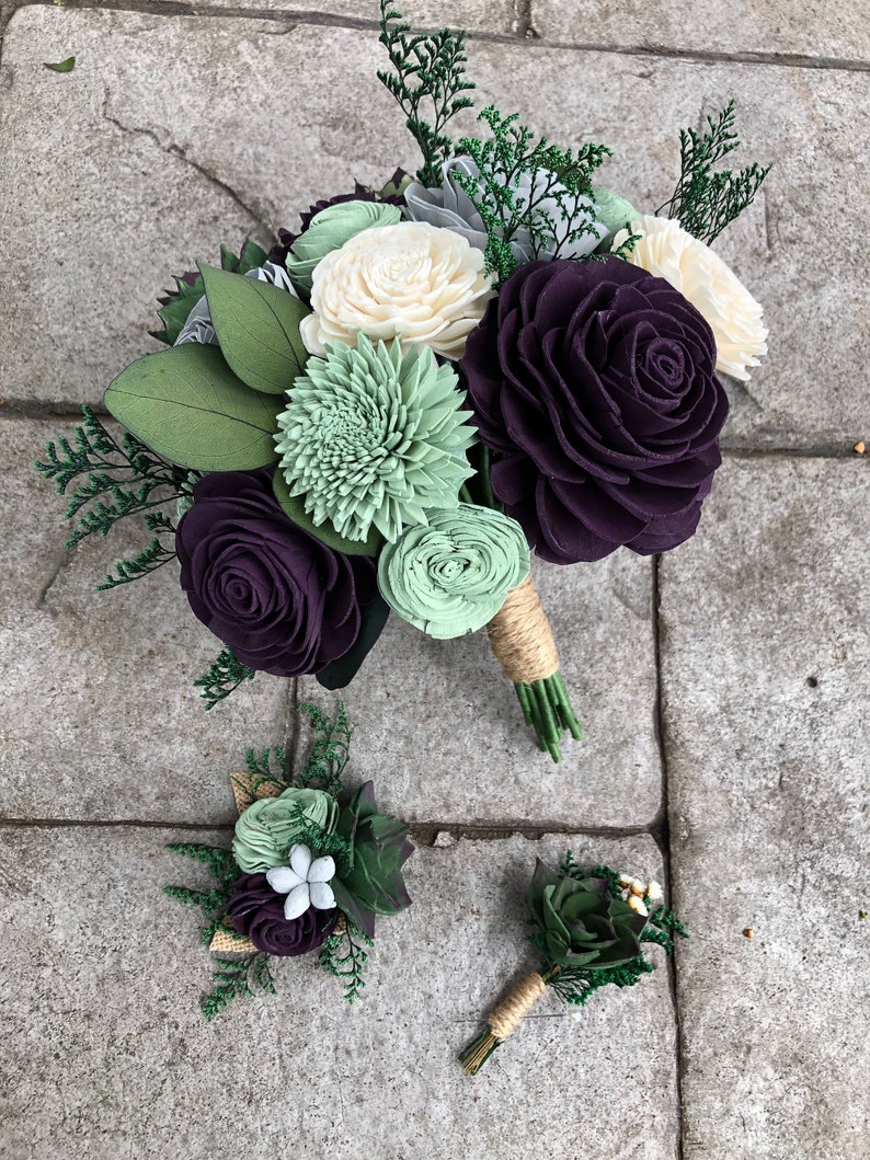 Rich Garden Succulent Boutonnière Wooden Flowers Succulent Wedding Collection Greenery Succulents Made to Order image 2