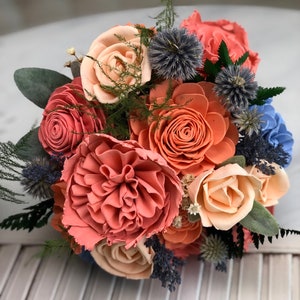 Peaches and Dream Bridesmaid Bouquet Allure Collection Wood Flowers Sola Flowers Wedding Bouquet Lasting Bouquet Sola Wood image 2