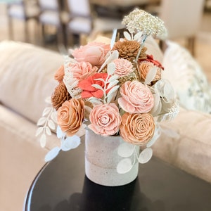 Boho Bliss Peach and Pink Flower Arrangement - Sola Wood Flower Arrangement - Birthday Gift - Boho Wedding Centerpiece