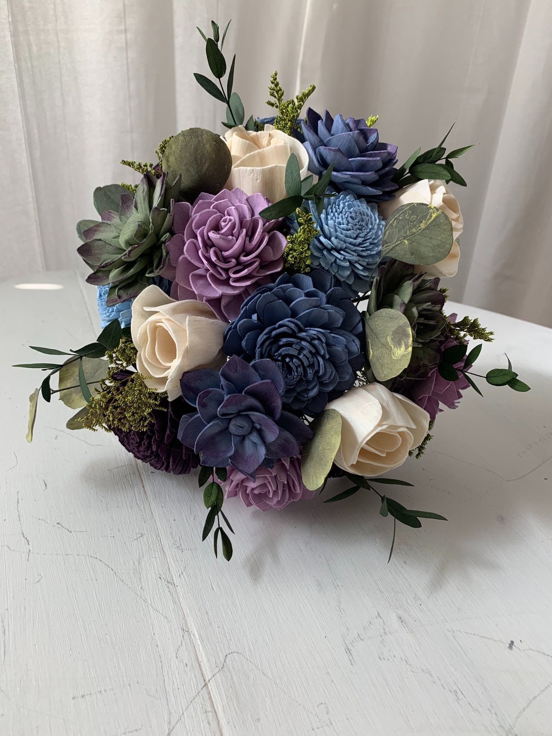 First Wedding Anniversary flowers Bouquet of 9 different matching colours Hand Crafted pink lilac,cream,white and lemon