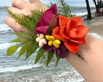 Tropical Sola Wood Flower Wrist Corsage - Wedding Collection