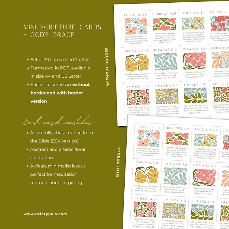 God’s Grace – Mini Bible Verse Cards (ESV) | 30 Printable Scripture ...