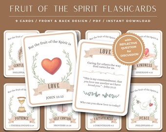 Cartes-éclair sur les fruits de l'Esprit | Les traits de caractère chrétiens pour les enfants