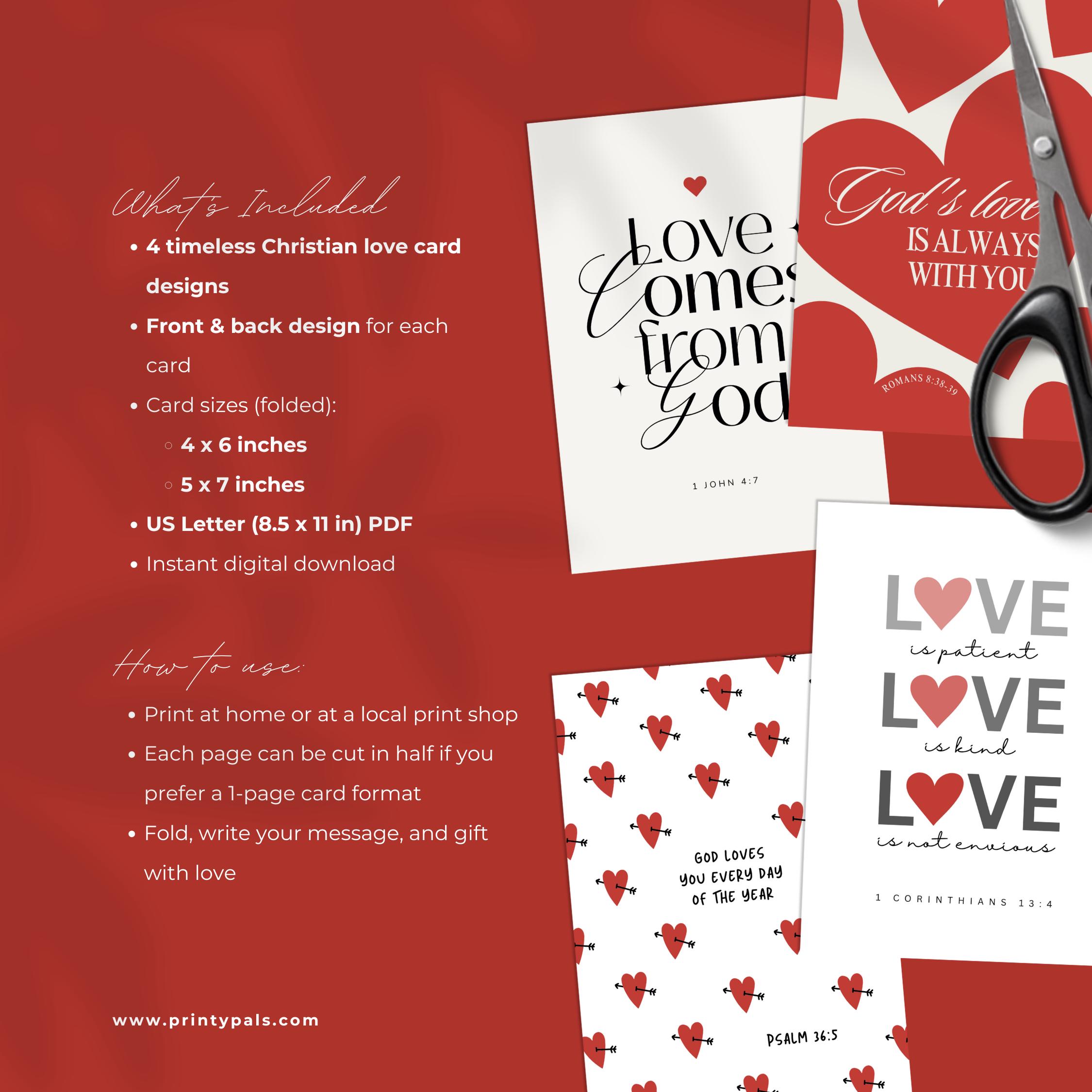 Christian Love Cards | Printable Valentine Card Set for Family Friends ...