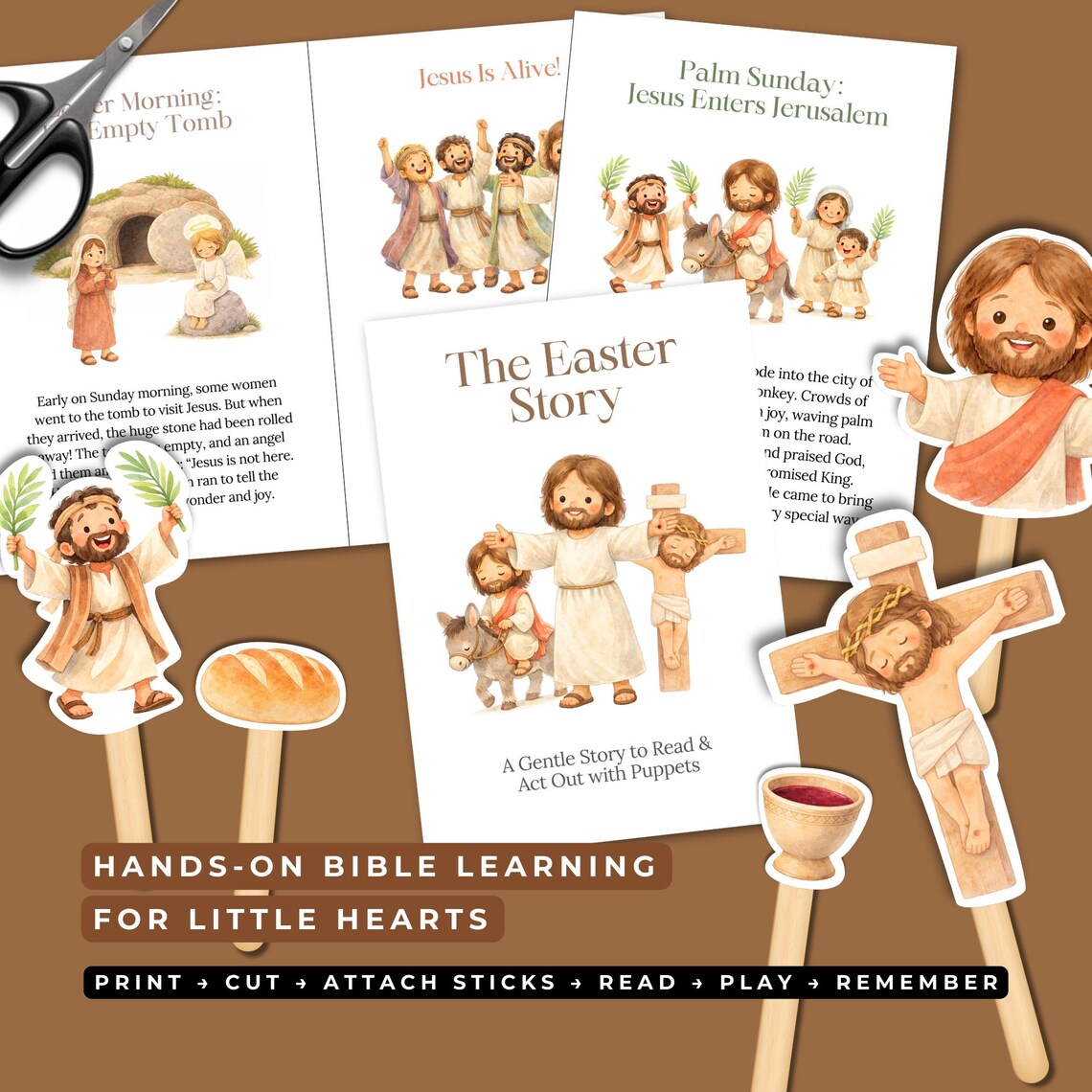 Easter Story Puppets for Kids | Printable Holy Week Activity for ...