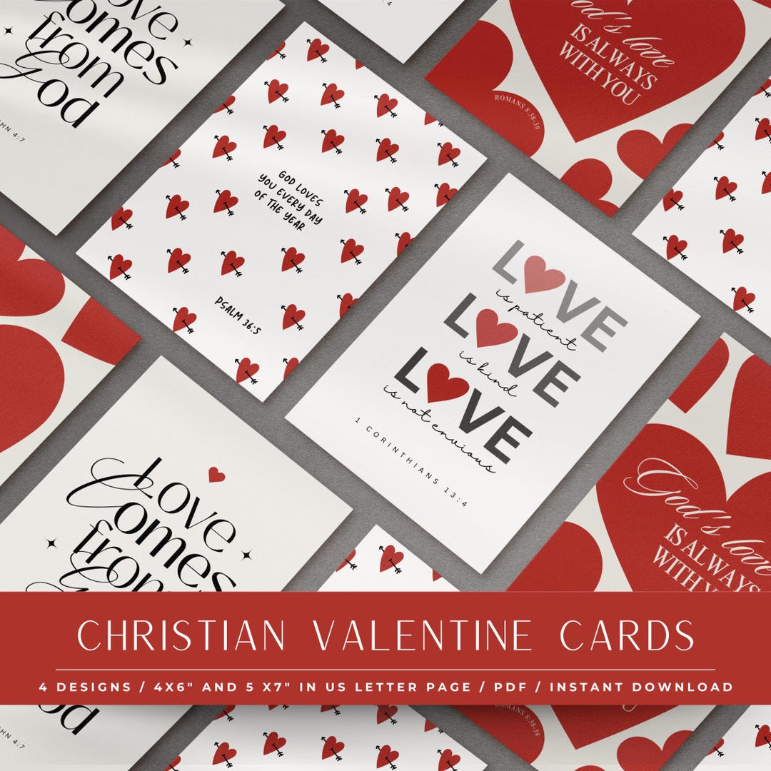 Christian Love Cards | Printable Valentine Card Set for Family Friends ...
