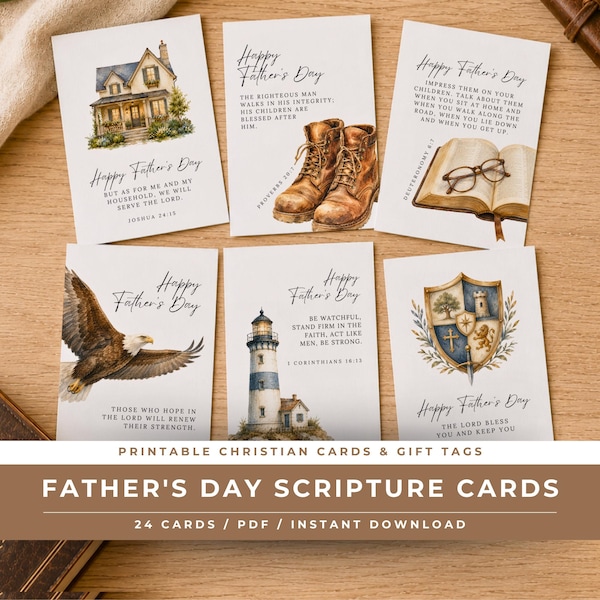Tarjetas con versículos bíblicos para el Día del Padre (imprimibles) / Folleto para padres en la iglesia