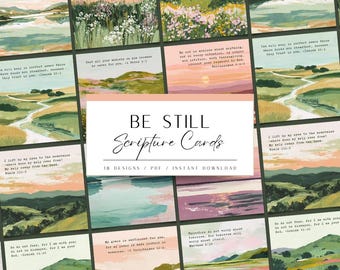 Sei Still Schriftkarten | Christliche Printable US Letter & A4 | Bibel Vers Natur Kunst
