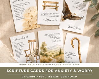 Scripture Cards for Anxiety & Worry | 27 Printable Bible Verse Cards