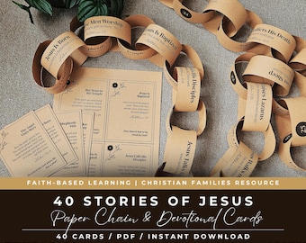 Chaîne en papier et cartes de dévotion 40 histoires de Jésus pour les enfants et les familles chrétiens