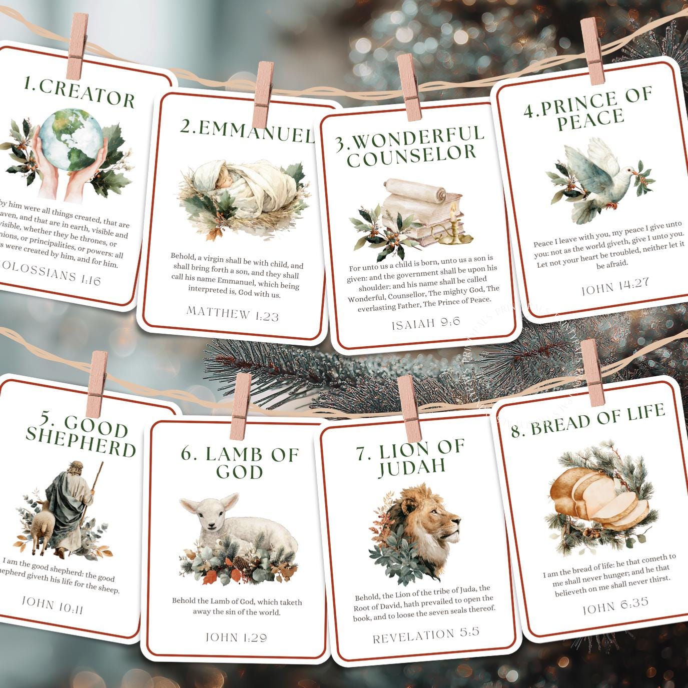 25 Names of Jesus Advent Card: Printable Scripture Cards - Etsy