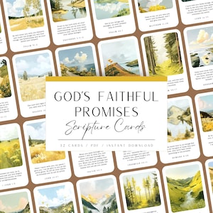Cartões com as Escrituras para Imprimir – As Promessas Fiéis de Deus | Conjunto de 32 Cartões com Versículos Bíblicos | Estudo Bíblico | Presente Cristão | Educação Domiciliar