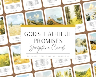 God’s Promises Scripture Cards – 32 Bible Verse Memory Set (Christian Printable)
