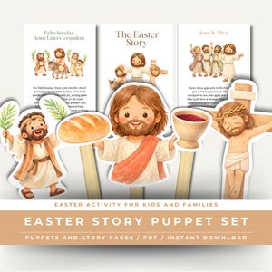 Easter Story Puppets for Kids | Printable Holy Week Activity for Christian Children