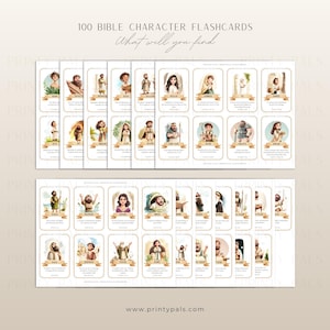 100 cartes-éclair sur les personnages bibliques : Éducation chrétienne pour les enfants. Ressources imprimables pour l’instruction à domicile. image 5