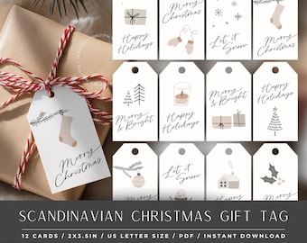 Weihnachtsgeschenkanhänger zum Ausdrucken – 12 skandinavische moderne Geschenkanhänger