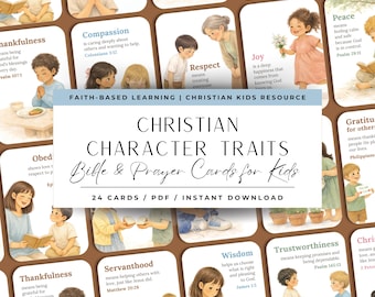 Qualités chrétiennes | Cartes de versets bibliques et de prières à imprimer pour les enfants