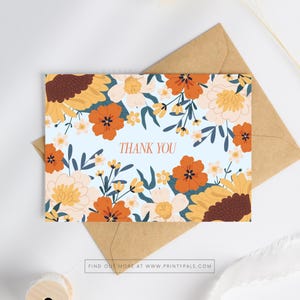 Thank You Card - Flower Thank You Card - Floral Thank You Card - Printable Card - Thanks Card - Modern Beautiful