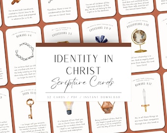 Cartes bibliques sur l'identité en Christ – 32 versets bibliques pour les enfants chrétiens et leur famille