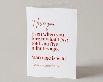 Valentine Card for Married Couple, Husband or Wife | Printable Funny Love Card