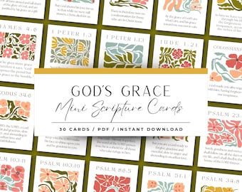 Łaska Boża – Mini karty z wersetami biblijnymi (ESV) | 30 kart z wersetami biblijnymi do wydrukowania