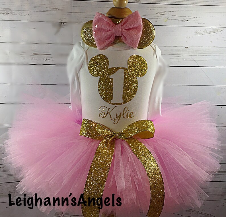 pink and gold minnie mouse outfit