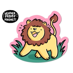 Lion Magnet | Cute animal magnet | Waterproof Vinyl Car Magnet | Kawaii Animal Magnet | Zoo Animals Magnet | Locker Magnet | Safari Animals