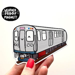 Chicago Train Magnet | Weatherproof Magnet | Chicago City | Chicago Magnet | Chicago Gift | Kawaii Magnet | Cute Train| Chicago The L Magnet