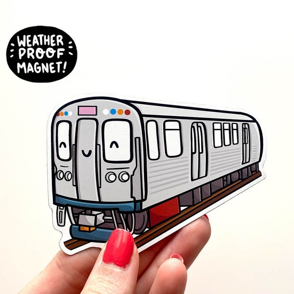 Chicago Train Magnet | Weatherproof Magnet | Chicago City | Chicago Magnet | Chicago Gift | Kawaii Magnet | Cute Train| Chicago The L Magnet