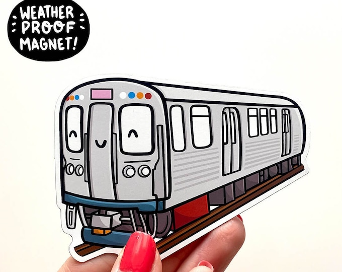 Chicago Train Magnet | Weatherproof Magnet | Chicago City | Chicago Magnet | Chicago Gift | Kawaii Magnet | Cute Train| Chicago The L Magnet