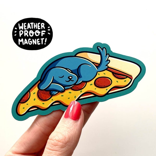 Pizza Dog Magnet | Waterproof Vinyl Magnet | Kawaii Dog Magnet | Pepperoni Pizza Magnet | Car Magnet | Fridge Food Magnet | Cute Dog Magnet