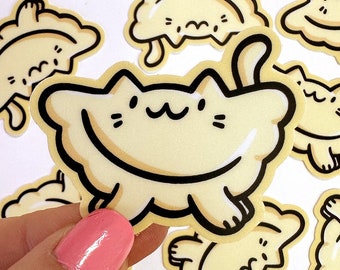 Mini Pierogi Cat Vinyl Sticker |Waterproof Phone Sticker |Kawaii Cats |cute pierogi sticker | pittsburgher sticker | cute pittsburgh sticker