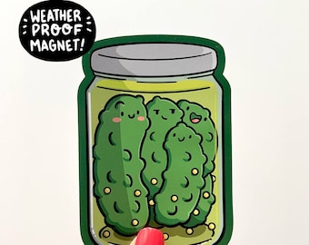 Jar of Pickles Magnet | Dill Pickle Magnet | Die Cut Magnet | Kawaii Food Magnet | Car Magnet| Cute Fridge Magnet | Pittsburgh Pickle magnet