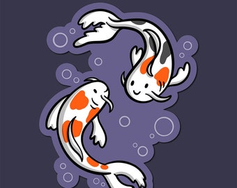 Koi Fish Vinyl Sticker / Lindo Pegatina Submarina / Lindo Pegatina de Pescado / Koi Pond Pegatina / Lindo Animal Pegatina / Impermeable Pegatina de Japón /