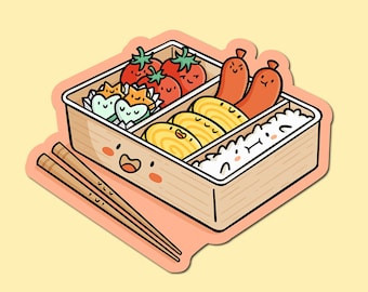 Small Bento Box Sticker | Cute Food Sticker | Kawaii Food | Anime Food | Japanese Food Sticker | Food From Japan | Cute Bentos | Chopsticks