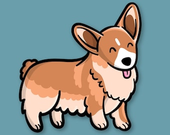 Corgi Vinyl Sticker | Pembroke Welsh Corgi Art | Waterproof Sticker | Kawaii Sticker | Water Bottle Sticker | Cute Corgi | Bumper Sticker |