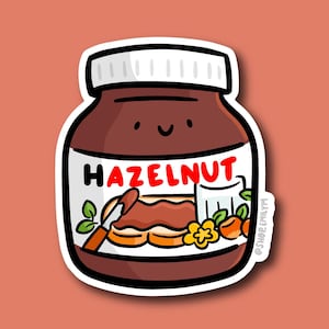 Adesivo per crema di nocciole/adesivo in vinile impermeabile/adesivo per crema di nocciole al cioccolato/adesivo per cibo italiano/adesivo per cibo carino/condimenti