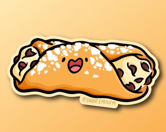 Pegatina de cannoli / Pegatina de vinilo resistente a la intemperie / Pegatina de comida kawaii / Pegatina de comida italiana / Pegatina de postre adorable / Cannoli con chispas de chocolate